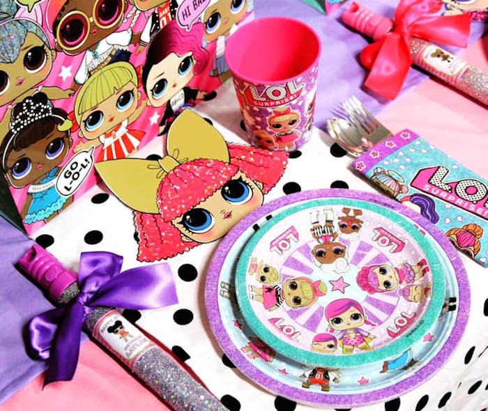 L.O.L Surprise Dolls Paper Table Cover – Girls Birthday Party Decor, Disposable, Pink Multi-Color
