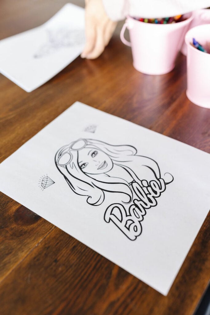 Barbie Coloring Page from a Barbie Birthday Party on Kara's Party Ideas | KarasPartyIdeas.com