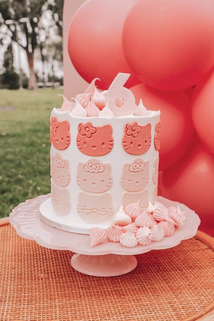 Hello Kitty Cake from a Boho Hello Kitty Party on Kara's Party Ideas | KarasPartyIdeas.com