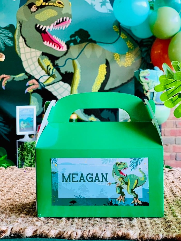 Dinosaur Gable Box from a Rawrsome Dinosaur Party on Kara's Party Ideas | KarasPartyIdeas.com