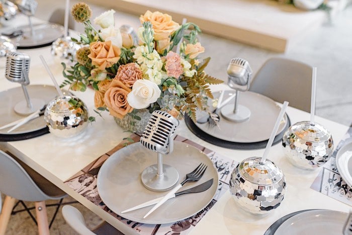 Motown Music themed Guest Table from a Rhythm Music Themed 1st Birthday on Kara's Party Ideas | KarasPartyIdeas.com
