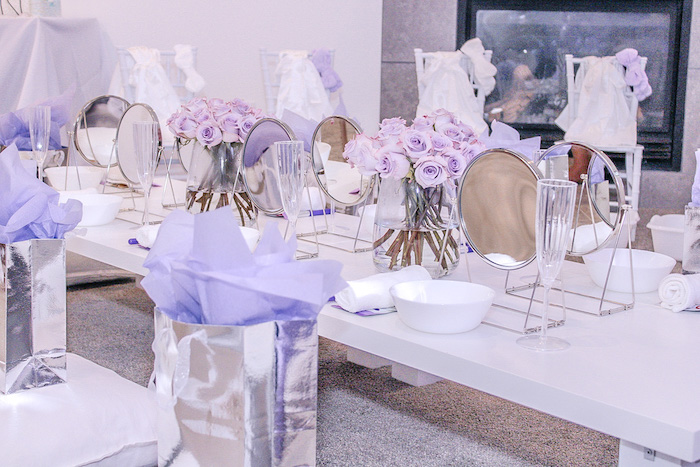Spa-inspired Guest Table from a Spa Party on Kara's Party Ideas | KarasPartyIdeas.com