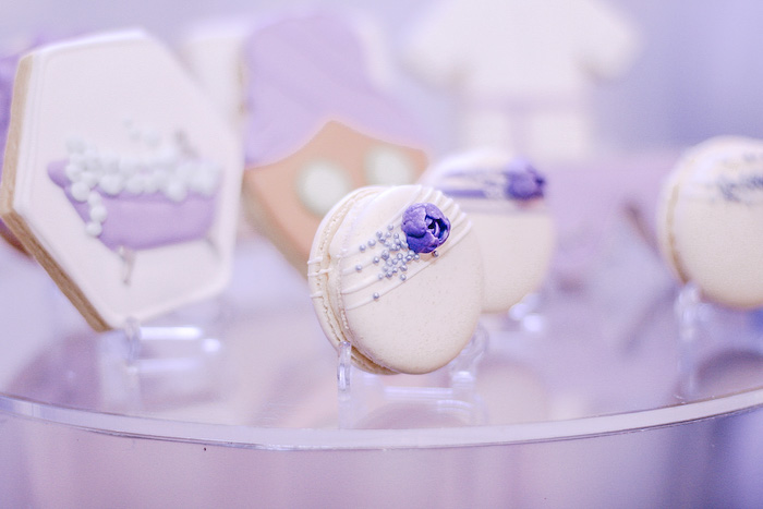 Purple + White Macaron from a Spa Party on Kara's Party Ideas | KarasPartyIdeas.com