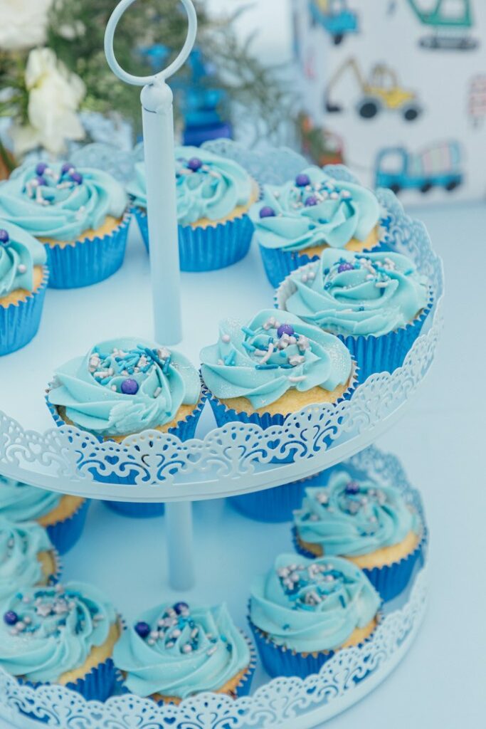 Blue Cupcakes from a Trip Around The Sun Outer Space Party on Kara's Party Ideas | KarasPartyIdeas.com