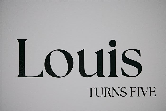 Modern Louis turns five birthday sign