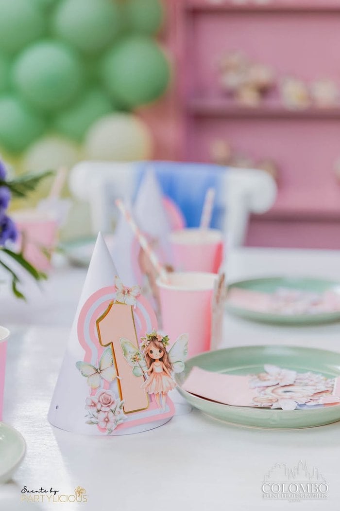 Pastel fairy party drink cup with straw