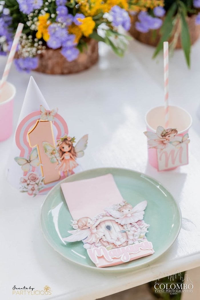 Personalized pastel fairy place setting