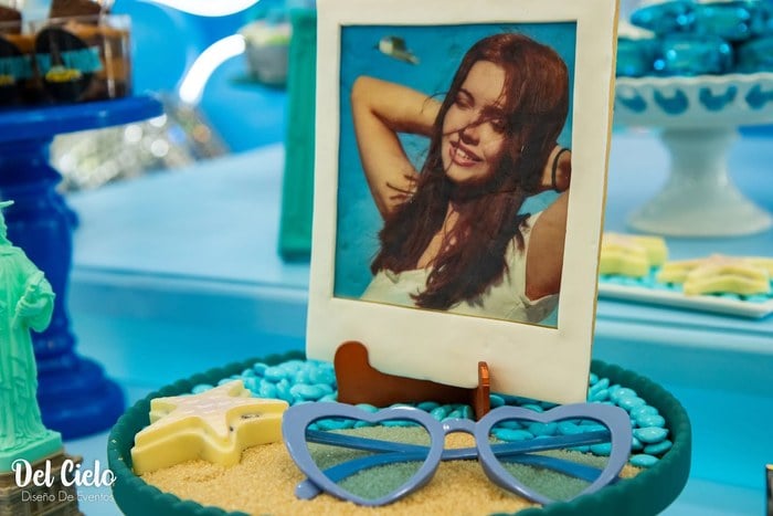 Framed Polaroid portrait dessert detail at a Taylor Swift 1989 party