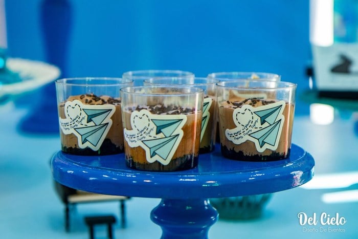 Paper airplane dessert cups inspired by Taylor Swift lyrics